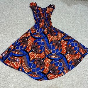 African print dress with cap sleeve, size 5